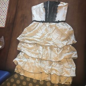 Rebecca Taylor Tier Silk Polka Dot/Lace Dress Sz 6